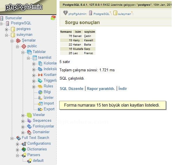 Postgresql Where Kullanımı