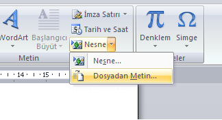 Office 2007 Nesne Ekleme
